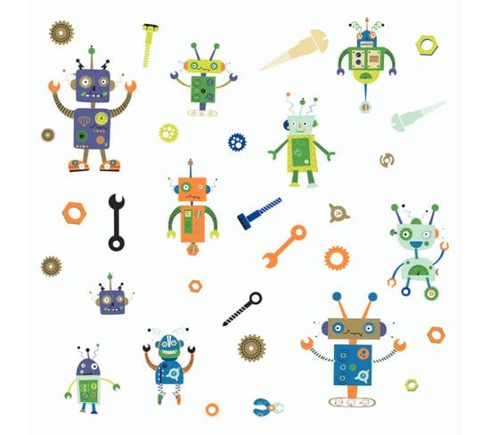 Stickers - Robots - Hauteur 22,9 Cm