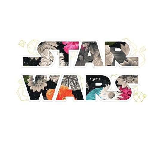 Sticker Repositionnable Star Wars Logo Star Wars Avec Fond Fleurs 21,9cm X 92,7cm