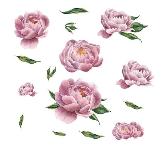 Stickers - Pivoines Roses - Hauteur 92.71 Cm