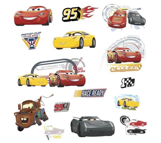Stickers Repositionnables Cars Avec Flash Mcqueen Martin Et Ses Amis De Disney 25,4cm X 45,7cm