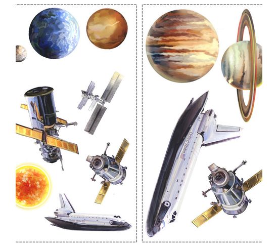 Stickers - Voyage Dans L'espace - Hauteur 45,7 Cm