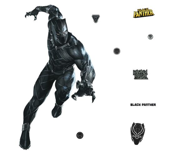Sticker Géant Repositionnable Black Panther Marvel Disney- 121,2 Cm X 77,7 Cm