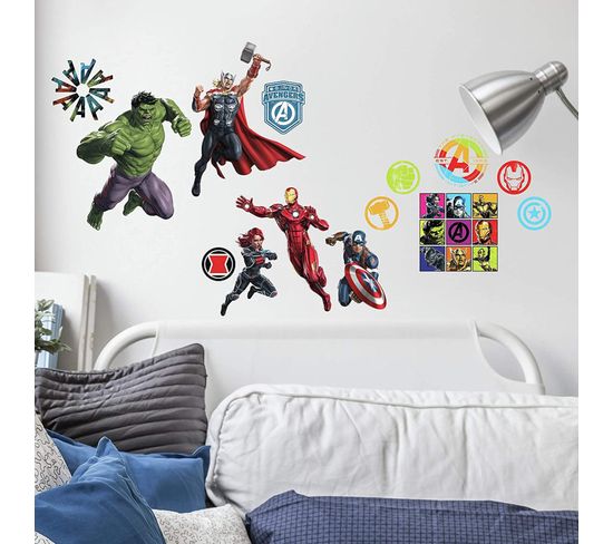 26 Stickers Super Héros Disney Marvel Avengers Repositionnables 20 Cm X 25 Cm