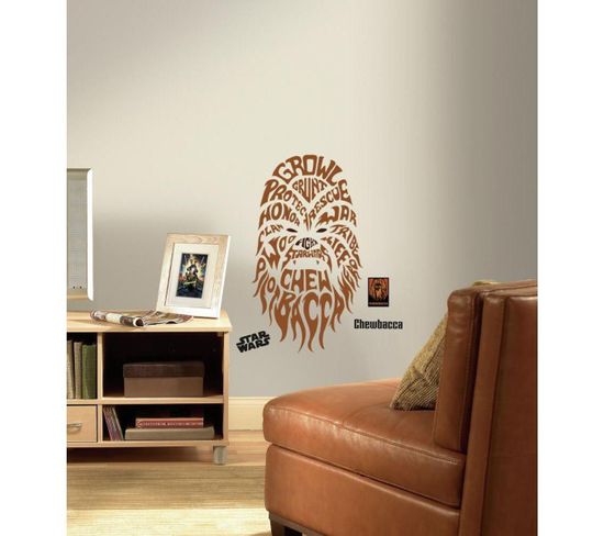 Sticker Repositionnable Géant Chewbacca Graphique-textes, Star Wars 74x41 - Star Wars Chewbacca