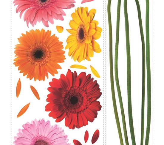 Stickers - Tiges De Fleurs Avec Têtes De Fleurs - Hauteur 45,7 Cm