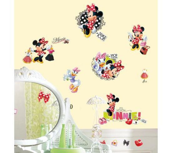 Stickers Repositionnables Minnie Fait Du Shopping, Disney - Disney Minnie Aime Le Shopping
