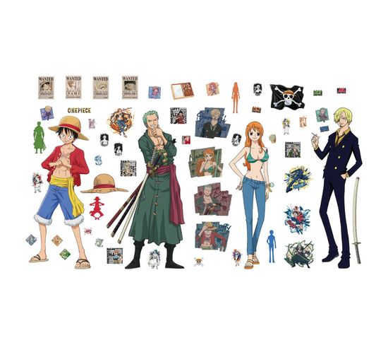 Stickers One Piece- Luffy, Nami, Zoro, Sanji - Hauteur 19,5 Cm