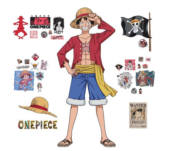 Stickers One Piece- Luffy Géant - Hauteur 32,83 Cm