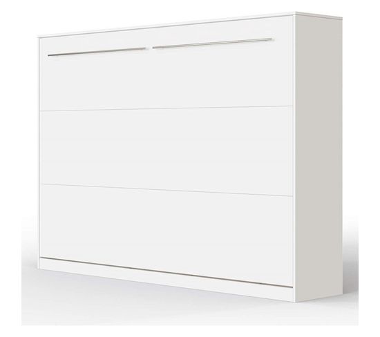 Armoire Lit Escamotable 140x200 cm Supérieur Horizontal Mural Blanc/blanc