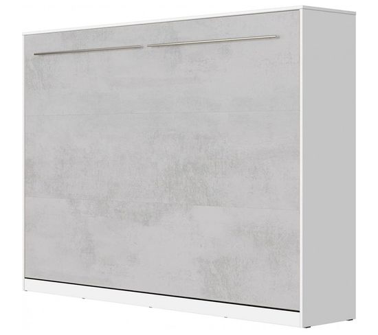 Armoire Lit Escamotable 140x200 cm Supérieur Horizontal Mural Blanc/béton