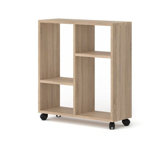 Table Basse Organisateur 60x20x65cm(lxpxh)trasco 2 Sonoma Sur Roulettes Design Moderne