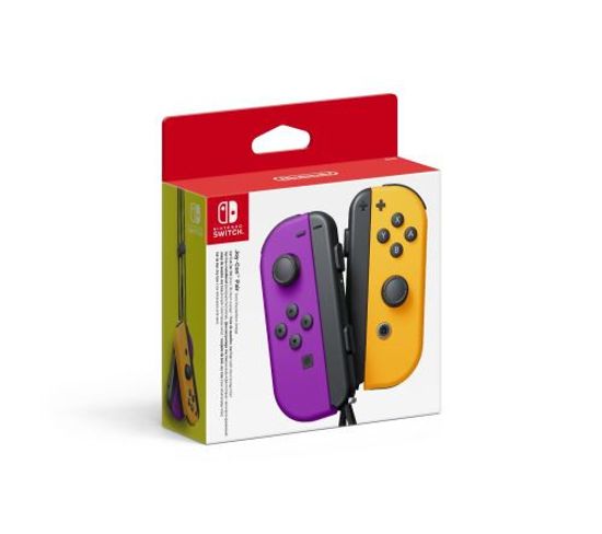 Paire De Manettes Nintendo Switch Joy Con Violet Néon Et Orange Néon