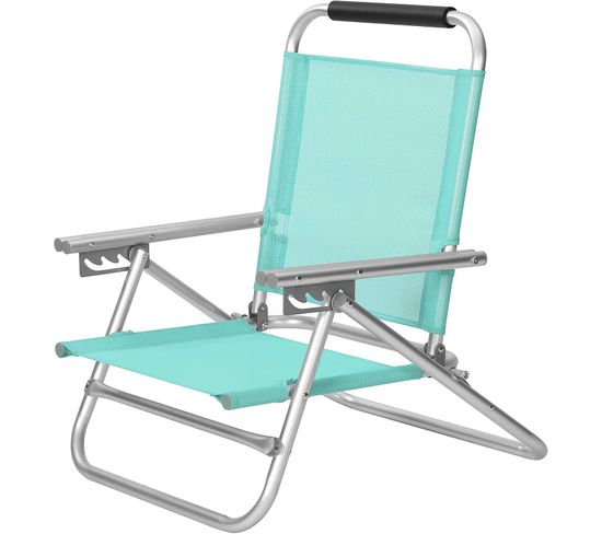 Chaise De Plage Portable, Avec Accoudoirs, Tissu Respirant Et Confortable