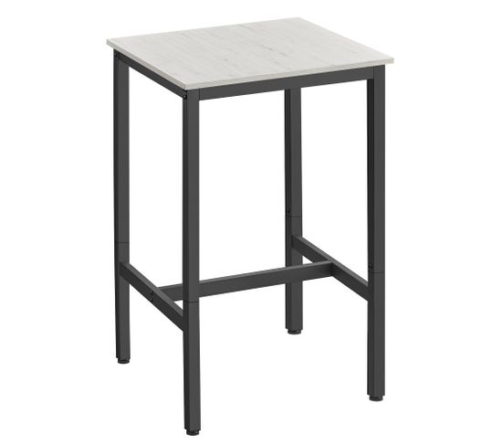 Table Haute, Cadre En Acier, 60 X 60 X 92 Cm, Montage Facile, Rustique Blanc Et Noir