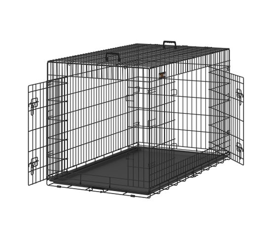 Cage Pour Chien Pliable Avec 2 Portes, Plateau Amovible, 136 X 79 X 87 Cm, Taille Xxxl, Noir