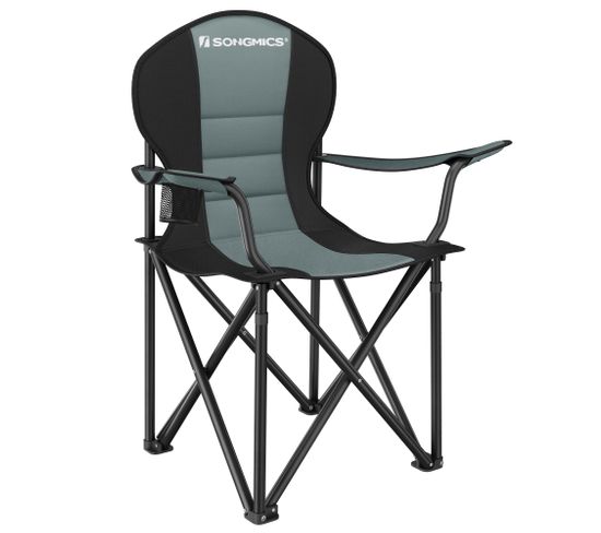Chaise Camping Pliante, Avec Assise Confortable En Éponge, Porte-gobelet, Vert Et Noir