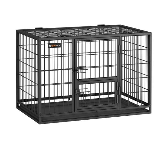 Cage Pour Chien Lourd, 92,5 X 57,5 X 64 Cm, Nettoyage Facile, Parc À Chiens, L, Noir