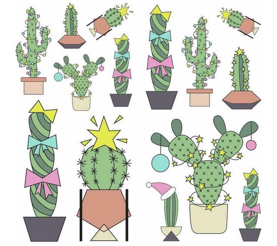 Stickers Cactus De Noël