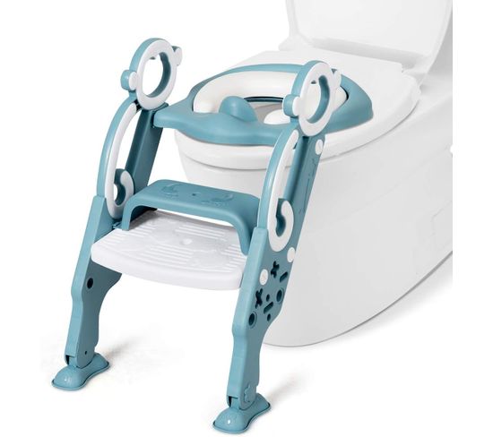 Siège De Toilette Echelle Pliable Enfant/bébé Capacité De Poids 75kg En Pp+pvc Vert