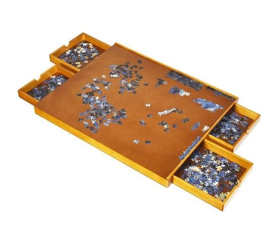 Table Pour Puzzle Pour 1000 à 1500 PCs Avec 4 Tiroirs Coulissants Latéral En Bois
