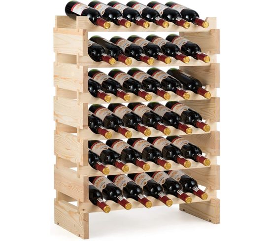 Casier à Vin De 36 Bouteilles, Stockage Du Vin En Bois, 63,2 Cm X 28 Cm X 85,5 Cm