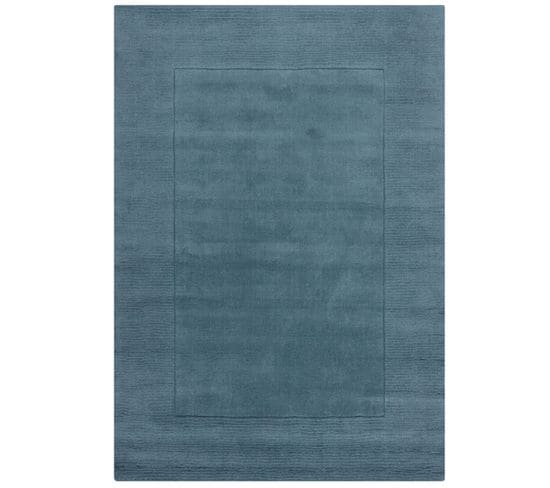 Tapis De Salon Uni En Laine Leone En Laine - Bleu - 160x230 Cm