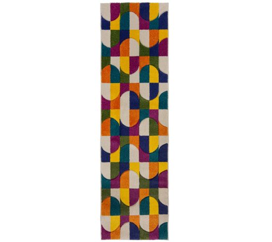 Tapis De Couloir Design Lala En Polypropylène - Multicolore - 66x300 Cm