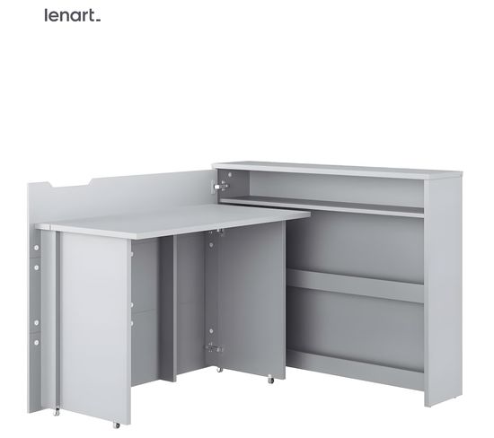Lenart Bureau Extensible Avec Rangement 115cm Office Consus Cw01l Gris Gauche