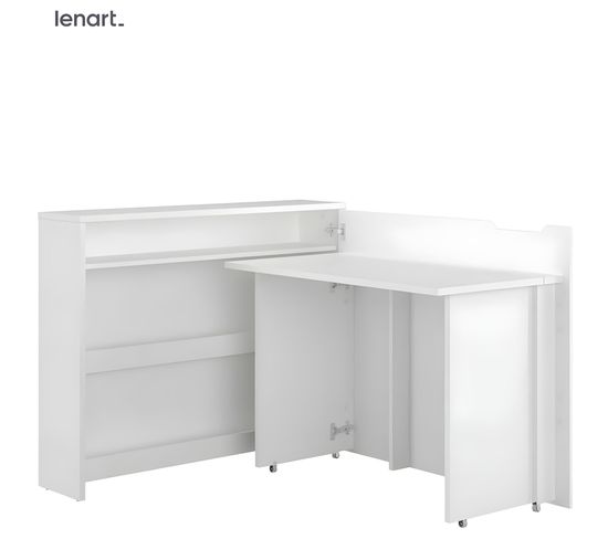 Lenart Bureau Extensible Avec Rangement 115cm Office Consus Cw01p Blanc Mat Droit