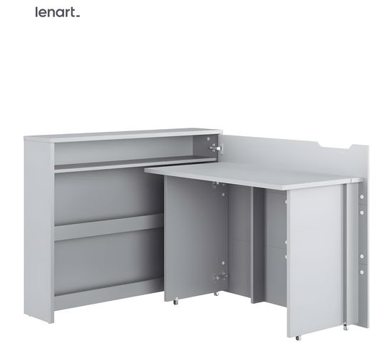 Lenart Bureau Extensible Avec Rangement 115cm Office Consus Cw01p Gris Droit