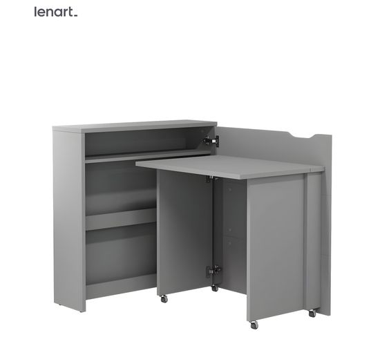 Lenart Bureau Extensible Avec Rangement 90cm Office Consus Slim Cw02p Gris Droit