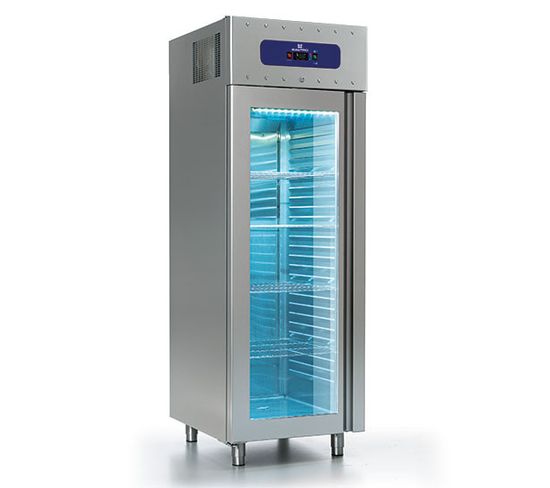Réfrigérateur 700 Litres En Inox Avec Porte En Verre, Gn 2/1, -2°/+8°c, 85 Mm Isolation -