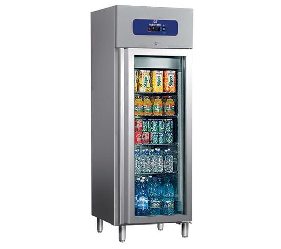 Réfrigérateur 400 Litres En Inox Avec Porte En Verre, 460x485 Mm, -2°/+8°c -