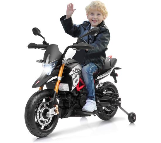 Aprilia Moto Electrique Pour Enfants Scooter 6 V à 3 Roues Charge Max.:25 Kg Noir