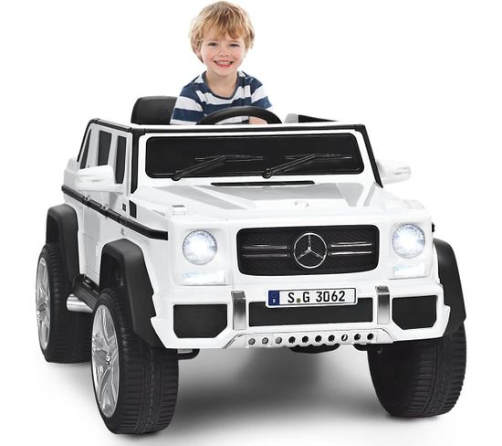 Mercedes Benz Voiture Électrique 12v Pour Enfants 3-8 Ans, Avec Télécommande 2.4g Blanc