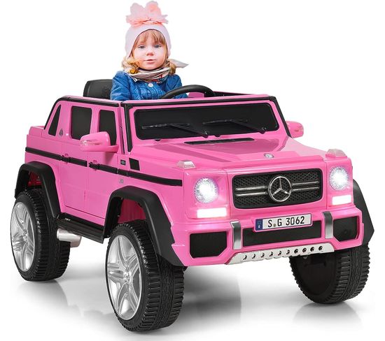 Mercedes Benz Voiture Électrique 12v Pour Enfants 3-8 Ans, Avec Télécommande 2.4g Rose