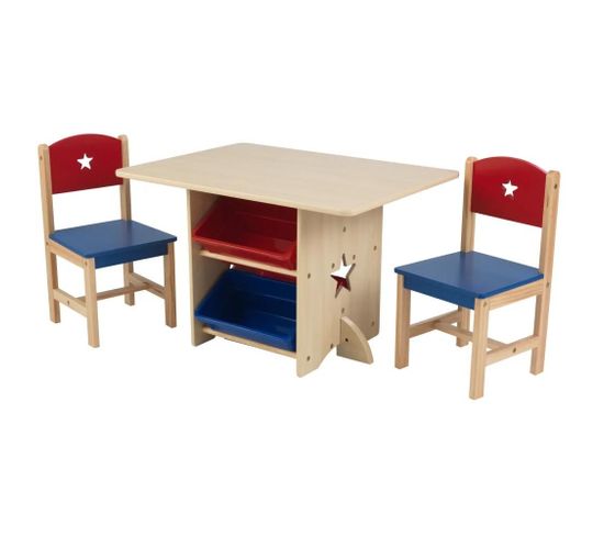 Table, Chaises Et Bac Rangement Enfant En Bois Etoile