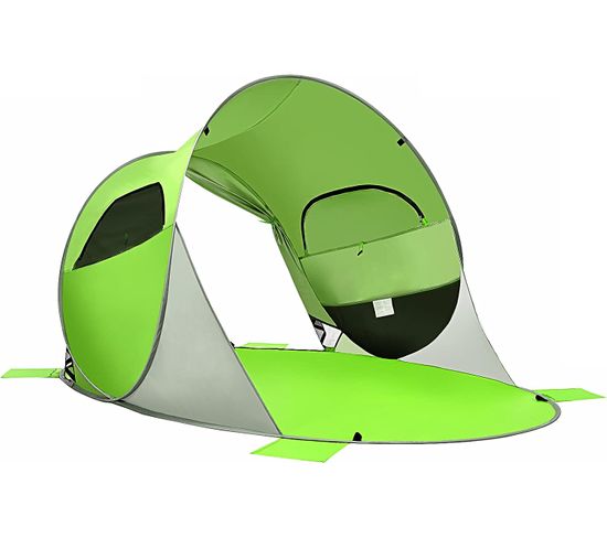 Tente De Plage Pliable Pop-up Automatique Instantanée 3-4 Personnes Anti Uv 220x159x115cm