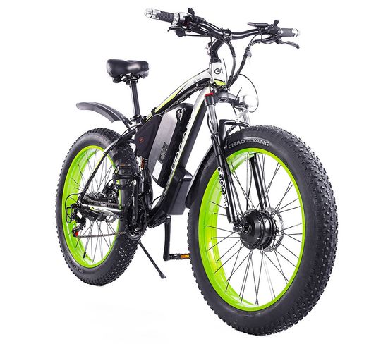 Gf700 26*4,0 Pouces Fat Tire Vélo De Montagne Électrique2*500w Double Moteur, Noir Vert