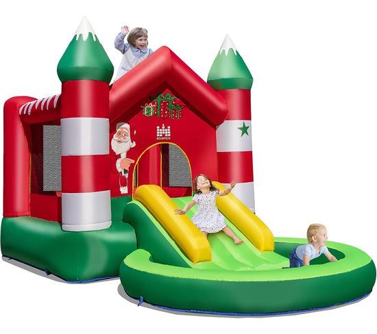 Château Gonflable Pour Enfants 3-10 Ans Sur Thème De Noël Avec Toboggan