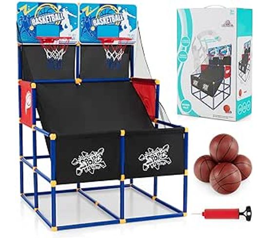 Panier De Basketball/jeu D’arcade De Basket-ball Avec Double Shootout Et Panier De Basket 4 Ballons