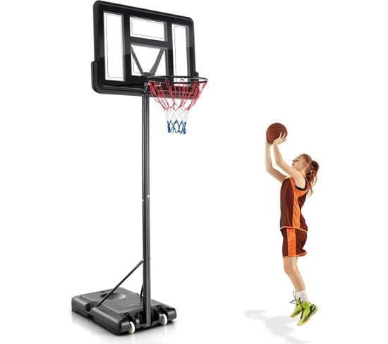 Panier De Basket-ball Sur Pied Avec Hauteur Réglable 130-305cm/ensemble De Basketball Portable-noir