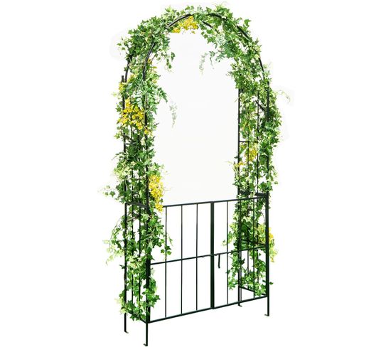 Arche En Treillis De Jardin 230cm Avec Porte Pour Plantes Grimpantes, Arceau à Rosiers Noir