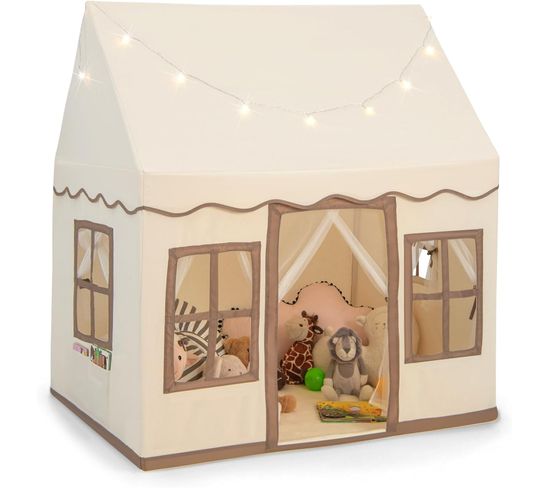 Tente De Jeux Enfant Avec Guirlandes Lumineuses Étoiles, Cabane Enfant Interieure Avec Tapis Lavable