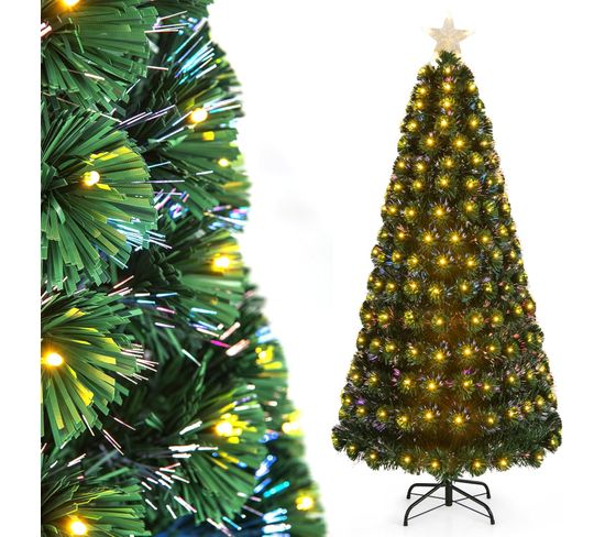 Sapin De Noël 180 Cm, Arbre De Noël Lumineux 230 LED, 8 Modes D'éclairage, 230 Branches En Pvc