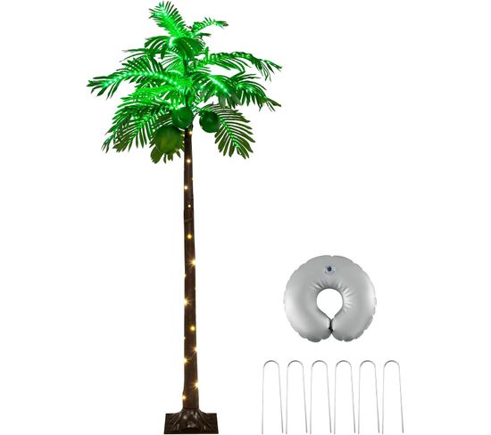 Palmier Artificiel Eclairé à LED De 180 Cm,pour Piscine, Cour, Plage
