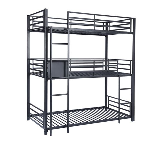 lit superpose 3 personnes noir lit but