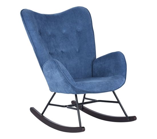 MEUBLES COSY Fauteuil À Bascule En Tissu Bleu Scandinave,Rocking Chair,pour Salon, Chambre
