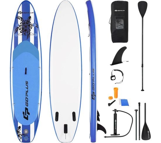 Stand Up Paddle Board Gonflable, Avec Accessoires Complets Et Sac(avec Anneau, 305*76*15 Cm Bleu)