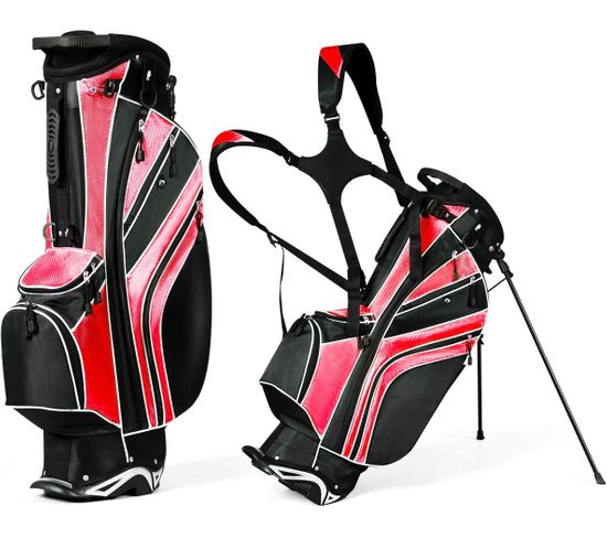 Sac De Golf Léger Et Portable Avec 5 Compartiments Poches Isothermes  Noir Et Rouge